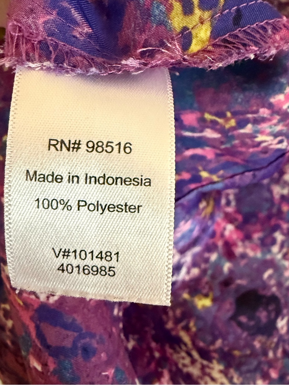 Coldwater  Creek Sleeveless Top Blouse Faux Wrap Purple Pink Abstract 16 XL - Picture 6 of 6
